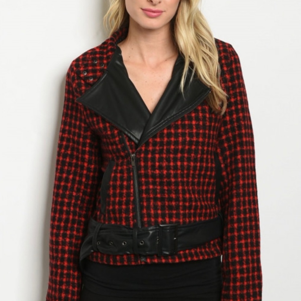 Ivory Rose Plaid Moto Jacket